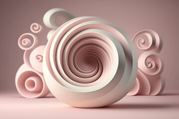 Minimalist 3D render of a pastel pink swirl meringue | soft pop | generative AI