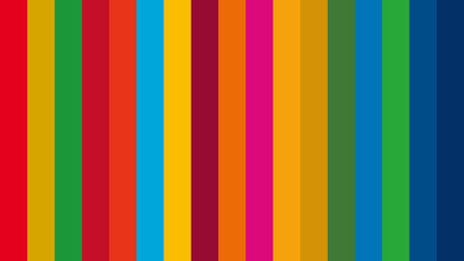 SDGsカラー17色の縞模様ベクター背景（指定されたCMYKの色を使用） - obrazy, fototapety, plakaty