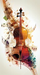 Violin. Music graphite poster, background, wallpaper. Printable artwork.