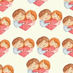 Watercolor hand-drawn Love Seamless Pattern 