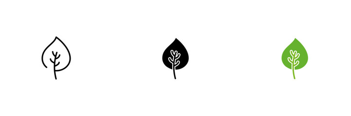 Leaf icon. Green Peace, protect the planet, stop toxic emissions into the atmosphere. Vector set of icons in line, black and colorful styles isolated on white background.