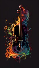 Violin. Music graphite poster, background, wallpaper. Printable artwork. 
