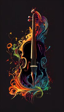 Violin. Music graphite poster, background, wallpaper. Printable artwork. 