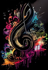 Music graphite poster, background, wallpaper. Printable artwork. Generative AI.