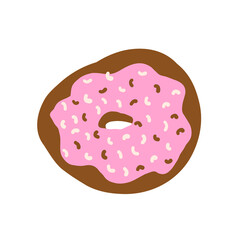 Donut in cartoon style. Vector illustration isolated on white background.