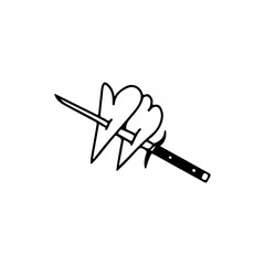 vector illustration of knife piercing heart