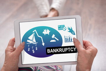 Bankruptcy concept on a tablet