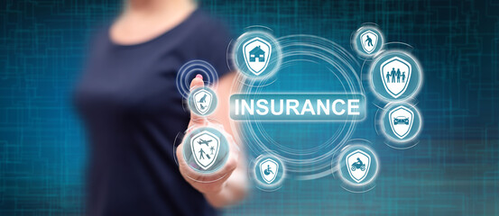 Woman touching an insurance concept
