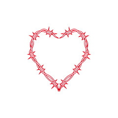 vector illustration of heart shaped barbed wire