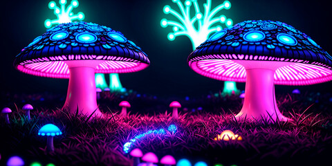 neon mushrooms, generative ai