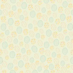 Many drawn Easter eggs on light color background. Texture for design