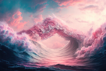 Naklejka premium multicolors paint wave clouds splashing explosion in the air.background.Generative AI