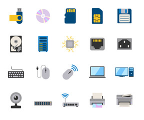 Set of Computer Hardware flat icons