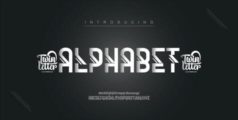 Alphabet digital modern alphabet new font. Creative abstract urban, futuristic, fashion, sport, minimal technology typography. Simple vector illustration with number