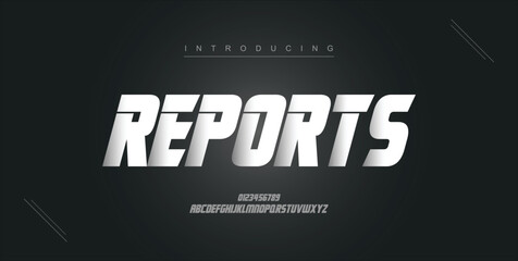 Reports digital modern alphabet new font. Creative abstract urban, futuristic, fashion, sport, minimal technology typography. Simple vector illustration with number