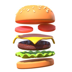 Fast food burger 3d