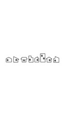 シンプルな街並みのイラスト モノクロ　9:16