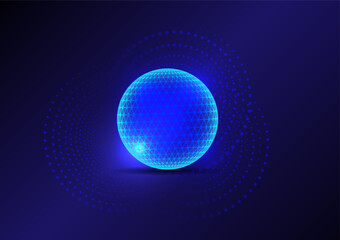 Sphere consisting of points and lines. Modern wireframe elements. Technology grid sphere.