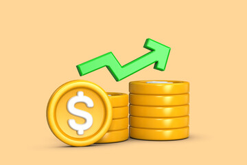 Bannner design of 3d money coin graphic up 