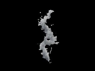 Abstract 3d fluid splash, cleaning foam flow, colored 3d render, liquid abstraction on a black background, cocktail