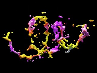 Fototapeta na wymiar Abstract 3d fluid paint splash, rainbow flow, colored 3d render, liquid abstraction on a black background, cocktail