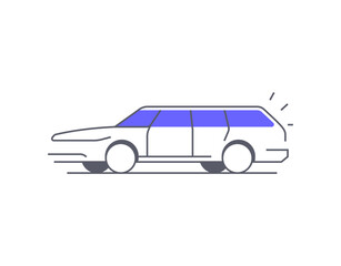Obraz na płótnie Canvas Minimal Limousine Car Icon. Linear car illustration to use in web and mobile UI, car basic UI elements set.