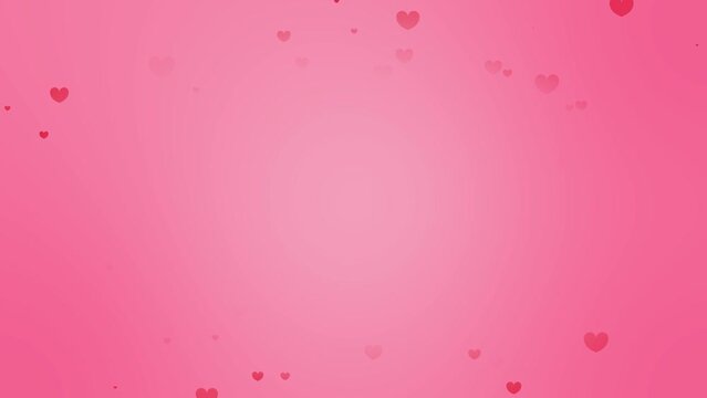 Romantic Red Hearts Float Animation in Pink Gradient background. Copy Space in Center. For Valentine's day (St. Valentines Day), Mother's day, Social media love or like, Wedding anniversary concept