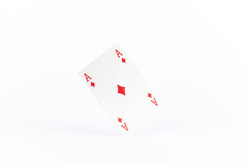 playing poker cards, ace on white background