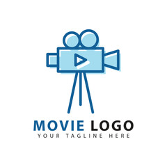 Creative logo camera shooting design template. Vector illustration.