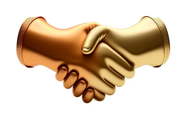 Golden handshake symbol on transparent background - Generative AI