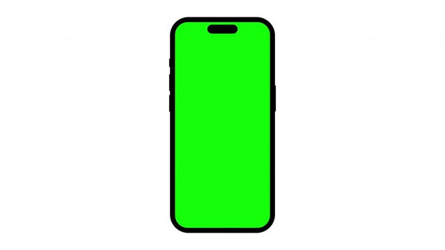 Phone Mockup with green screen. Mock up chromakey for mobile phone app on white background. Motion zoom top view Seamless Loop 3D 4K