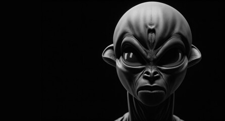 Portrait of an alien on a black background. Generative AI