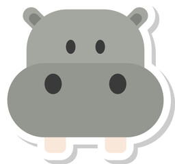 hippo face sticker, animal icons.