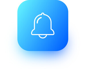 Notification or bell icon in square gradient colors. Alarm clock and smartphone application alert.