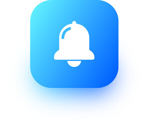 Notification or bell icon in square gradient colors. Alarm clock and smartphone application alert.