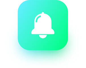 Notification or bell icon in square gradient colors. Alarm clock and smartphone application alert.