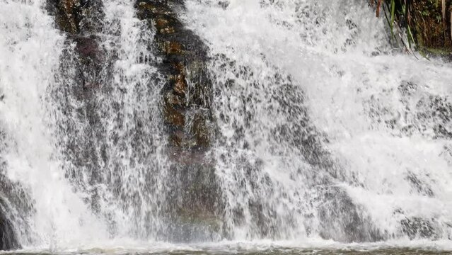 Majestic Datanla waterfall, captured in a stunning, static slow motion shot in 60 fps