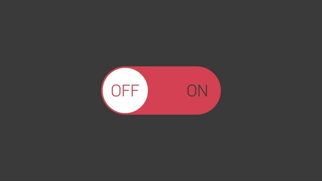 Switch on and switch off button. Power digital button. Click control. Turning on-off animation.