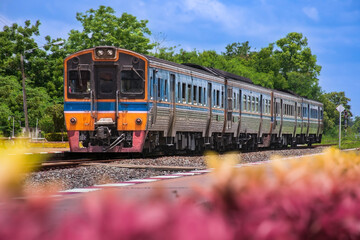Fototapeta premium Diesel railcar on the railway.