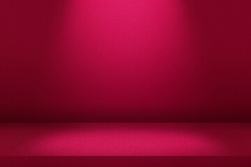 Red abstract cement wall and studio room and spot lighting, interior texture for display products.wall background.