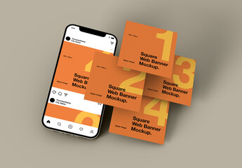 4 Square Web Banners Mockup
