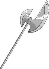 Cartoon Viking Axe. Vector Hand Drawn Illustration Isolated On Transparent Background