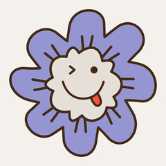 Smiling flower, abstract personage, mascot design, funny face, cute icon