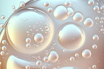 Poster Close up clear liquid cosmetic product. Gel texture with bubbles. Generation AI © yuliachupina