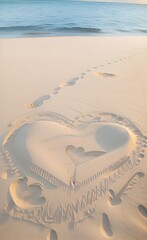 Obraz premium heart on sand made using Generative AI Technology.