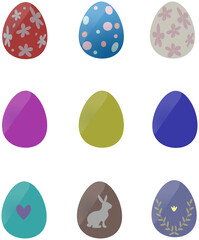 set of painted eggs to celebrate happy easter