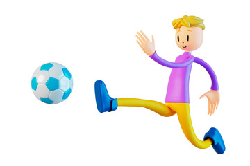 3d boy cartoon character in action. 3d illustrator. sport activity. exercise fitness pose. workout training lifestyle. man player. technology VR connection. gym outdoor. cyberspace object concept