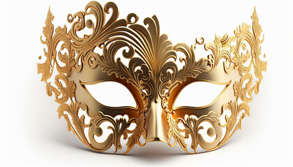Fancy Illustration of a Mardi Gras Mask with gold - obrazy, fototapety, plakaty