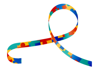 Concept of Autism. Ribbon with the puzzle.