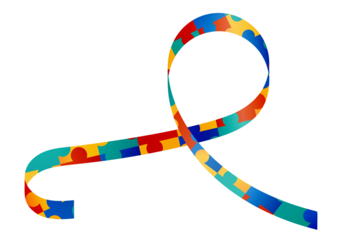 Concept of Autism. Ribbon with the puzzle. - Powered by Adobe